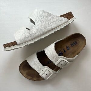 White leather Birkenstocks